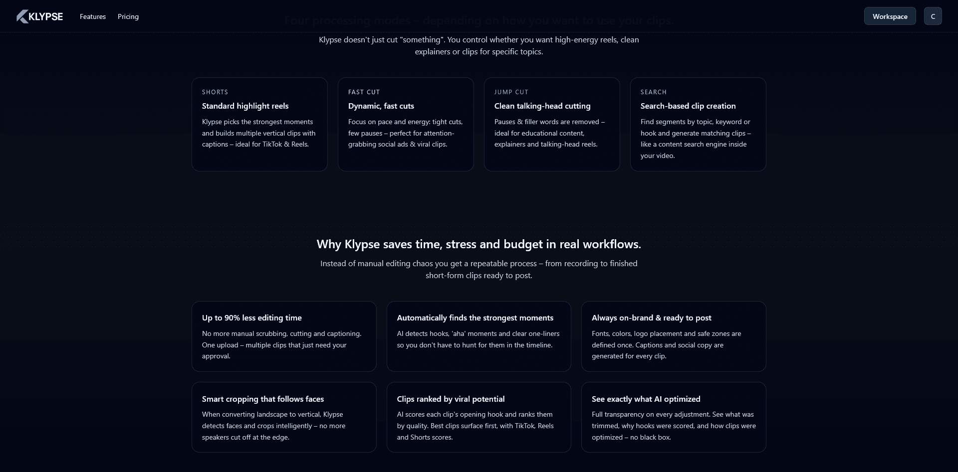 Video processing features for modern content